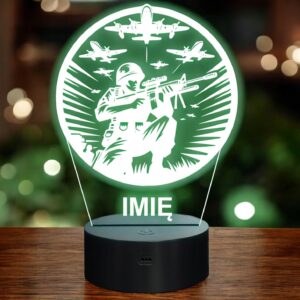 Lampka Nocna LED Statuetka Żołnierz Wojskowy Zawód na Prezent Grawer v.1