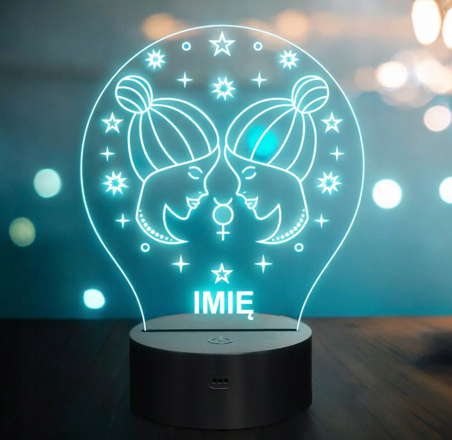 Lampka Nocna Bliźnięta LED Znak Zodiaku Horoskop z Imieniem Prezent Grawer Lampka Nocna Bliźnięta LED Znak Zodiaku Horoskop z Imieniem Prezent Grawer