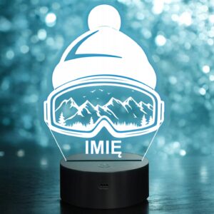 Lampka Nocna LED Statuetka Okulary Sporty Zimowe Czapka Prezent Grawer v.2