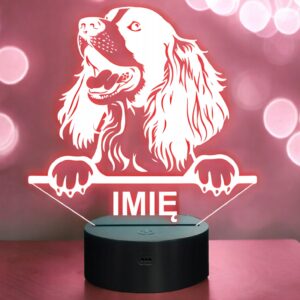 Lampka Nocna LED Springer spaniel angielski Rasa Psa z Imieniem na Prezent