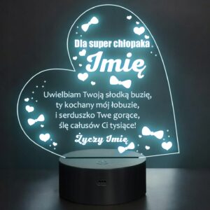 Lampka Nocna LED Statuetka Pamiątka Dzień Chłopaka na Prezent Grawer