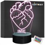 Lampka Nocna LED Imię Statuetka Serce Pastel Goth na Prezent Grawer