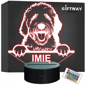 Lampka Nocna LED Old english sheepdog Rasa Psa z Imieniem na Prezent