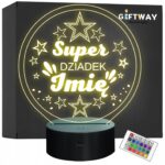 Lampka Nocna LED Statuetka Super Dziadek Rodzina na Prezent Grawer