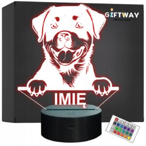 Lampka Nocna LED Rottweiler Rasa Psa z Imieniem na Prezent v.2