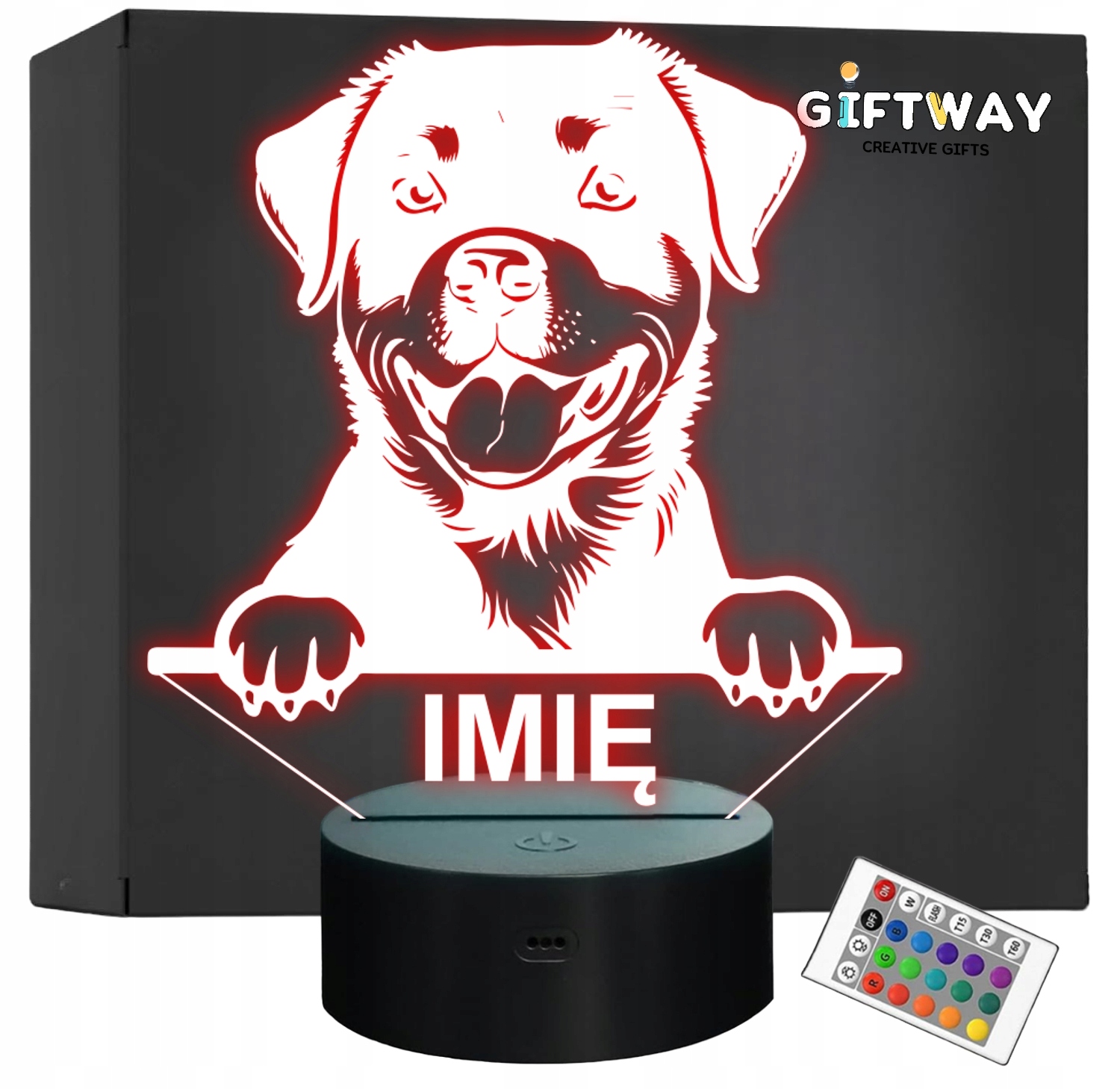 Lampka Nocna LED Rottweiler Rasa Psa z Imieniem na Prezent v.2 Lampka Nocna LED Rottweiler Rasa Psa z Imieniem na Prezent v.2