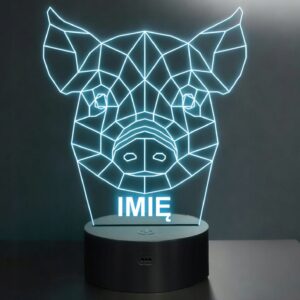 Lampka Nocna LED 3D Z Imieniem Grawer Świnia Świnka na Prezent