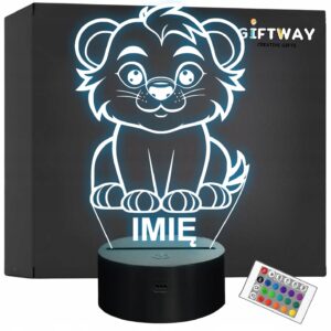 Lampka Nocna LED Z Imieniem Słodki Lew dla Dzieci na Prezent