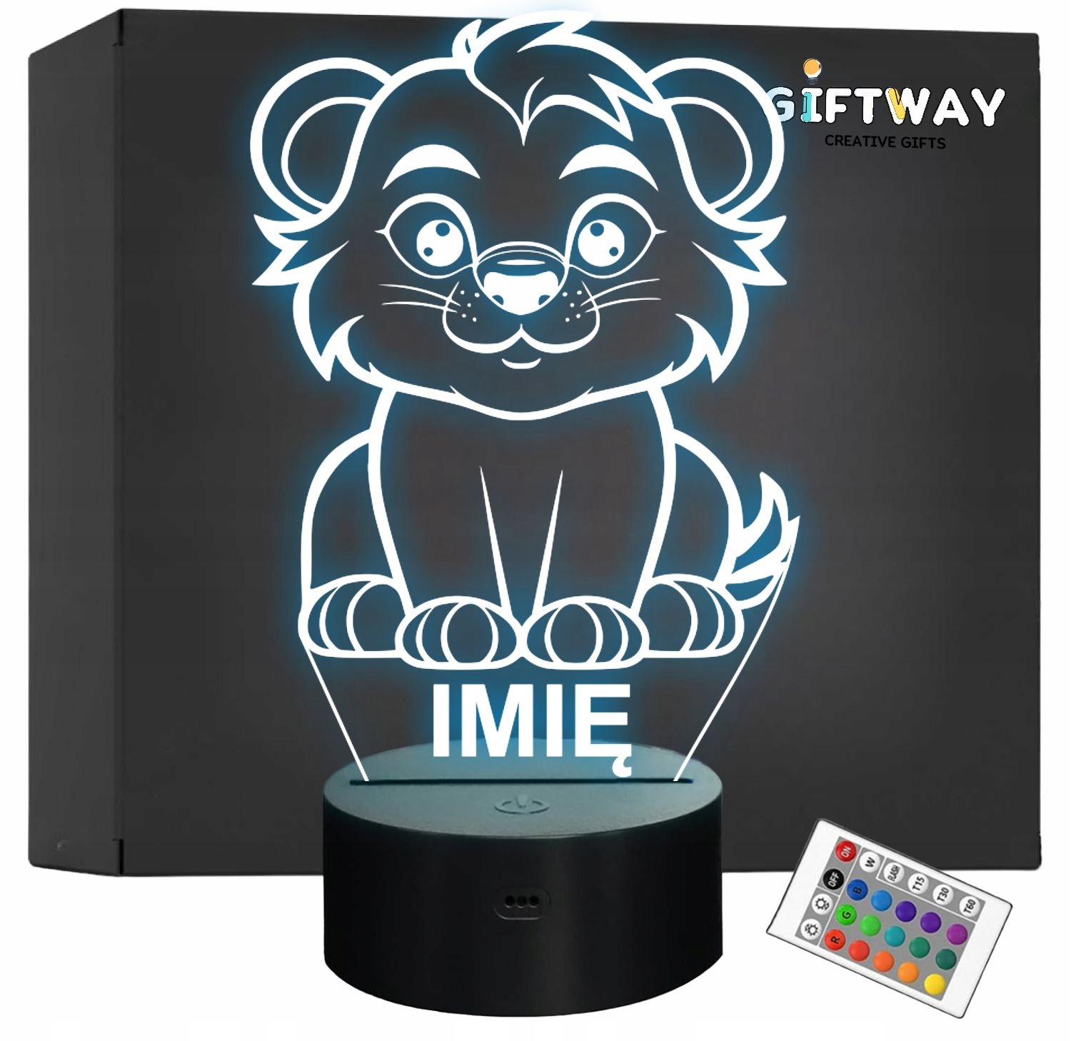 Lampka Nocna LED Z Imieniem Słodki Lew dla Dzieci na Prezent Lampka Nocna LED Z Imieniem Słodki Lew dla Dzieci na Prezent