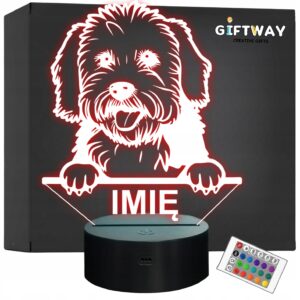 Lampka Nocna LED Coton de Tulear Rasa Psa z Imieniem na Prezent