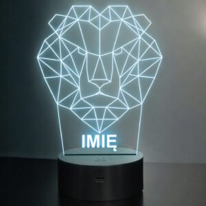 Lampka Nocna LED 3D Z Imieniem Grawer Lew na Prezent Personalizowana