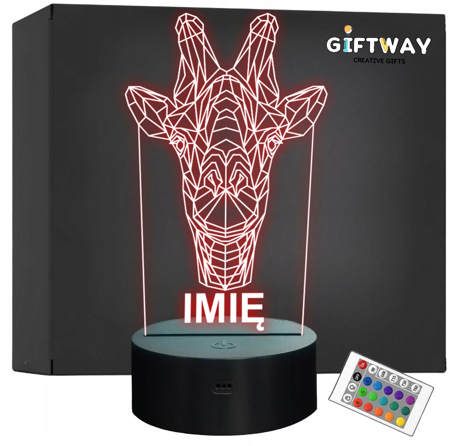 Lampka Nocna LED 3D Z Imieniem Grawer Żyrafa Geo Personalizowana na Prezent Lampka Nocna LED 3D Z Imieniem Grawer Żyrafa Geo Personalizowana na Prezent