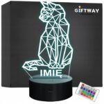 Lampka Nocna LED 3D Z Imieniem Grawer Kot Kotek na Prezent Personalizowana