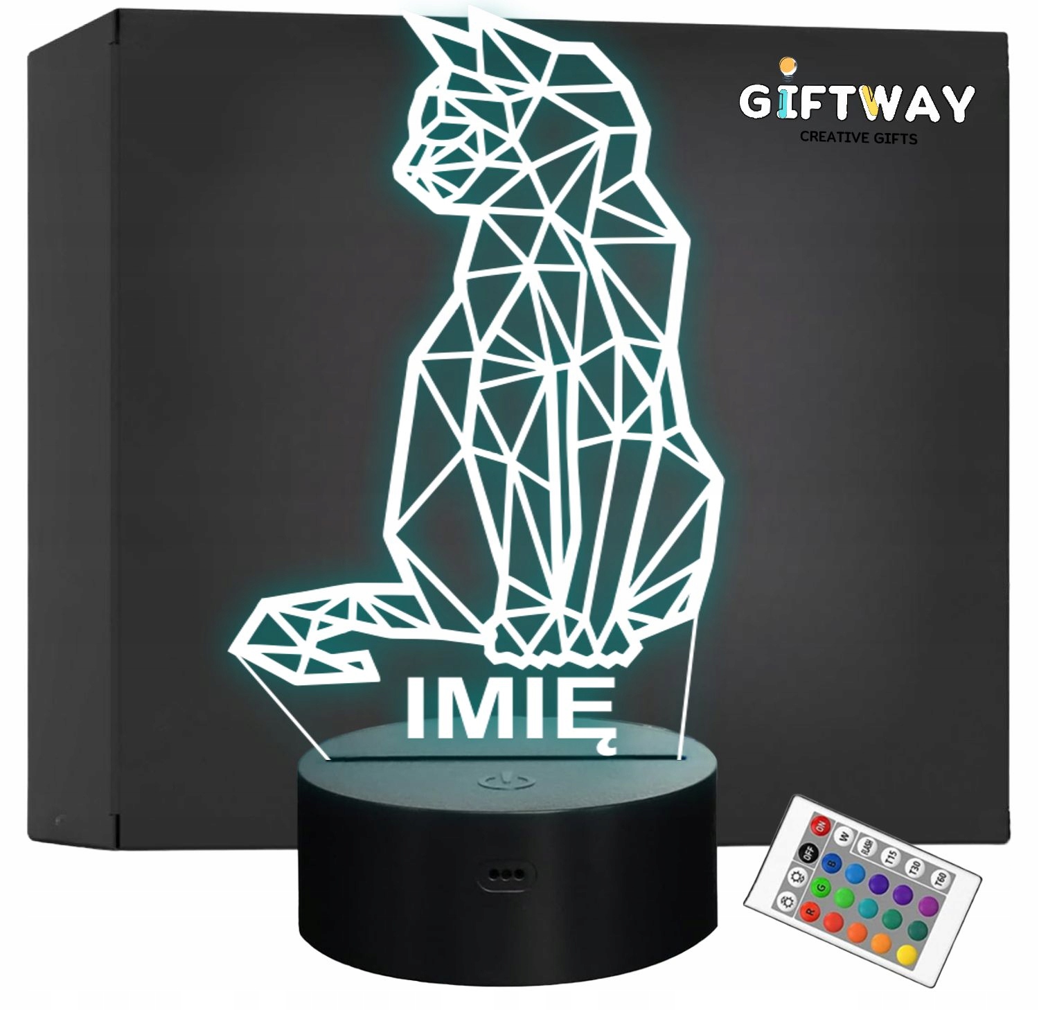 Lampka Nocna LED 3D Z Imieniem Grawer Kot Kotek na Prezent Personalizowana Lampka Nocna LED 3D Z Imieniem Grawer Kot Kotek na Prezent Personalizowana