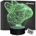 Lampka Nocna LED Z Imieniem Grawer Geometryczny Pies Buldog Francuski