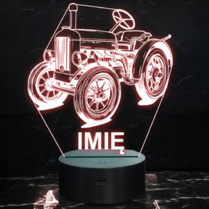 Lampka Nocna LED Imię Statuetka Traktor Historyczny na Prezent Grawer