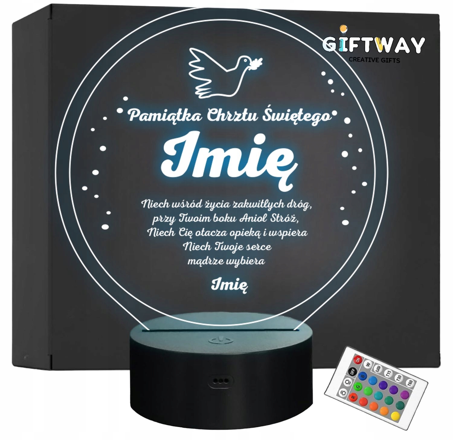 Lampka Nocna LED Prezent na Chrzest Święty Chrzciny Pamiątka Grawer Lampka Nocna LED Prezent na Chrzest Święty Chrzciny Pamiątka Grawer