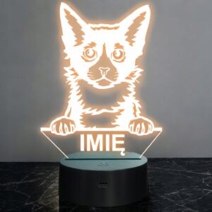 Lampka Nocna LED Peterbald Rasa Kota z Imieniem na Prezent