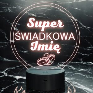 Lampka Nocna LED Statuetka Super Świadkowa na Prezent Grawer
