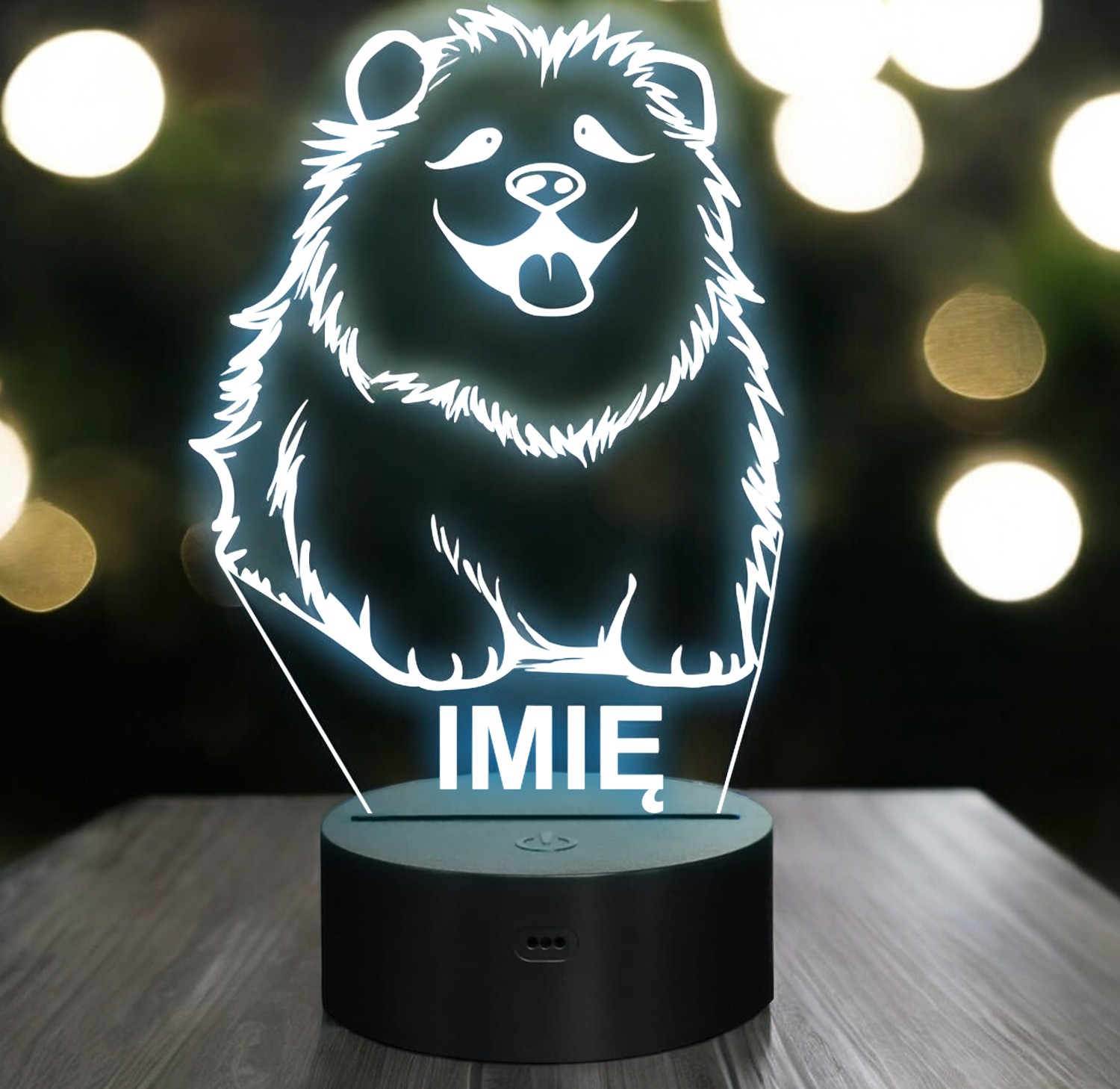 Lampka Nocna LED Z Imieniem Słodki Puszysty Piesek dla Dzieci na Prezent Lampka Nocna LED Z Imieniem Słodki Puszysty Piesek dla Dzieci na Prezent