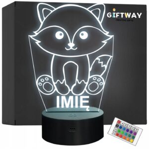 Lampka Nocna LED Z Imieniem Lis Lisek dla Dzieci na Prezent