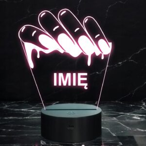 Lampka Nocna LED Imię Statuetka Paznokcie Nailartist na Prezent Grawer