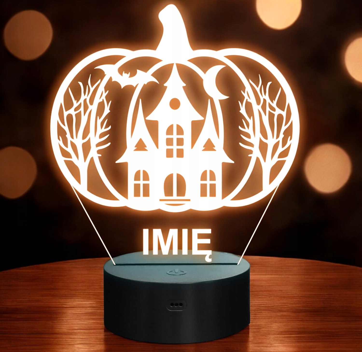 Lampka Nocna LED Imię Statuetka Halloween Dom Strachów Prezent Grawer v.2 Lampka Nocna LED Imię Statuetka Halloween Dom Strachów Prezent Grawer v.2
