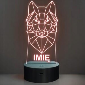 Lampka Nocna LED 3D Z Imieniem Grawer Wilk Wilczek na Prezent