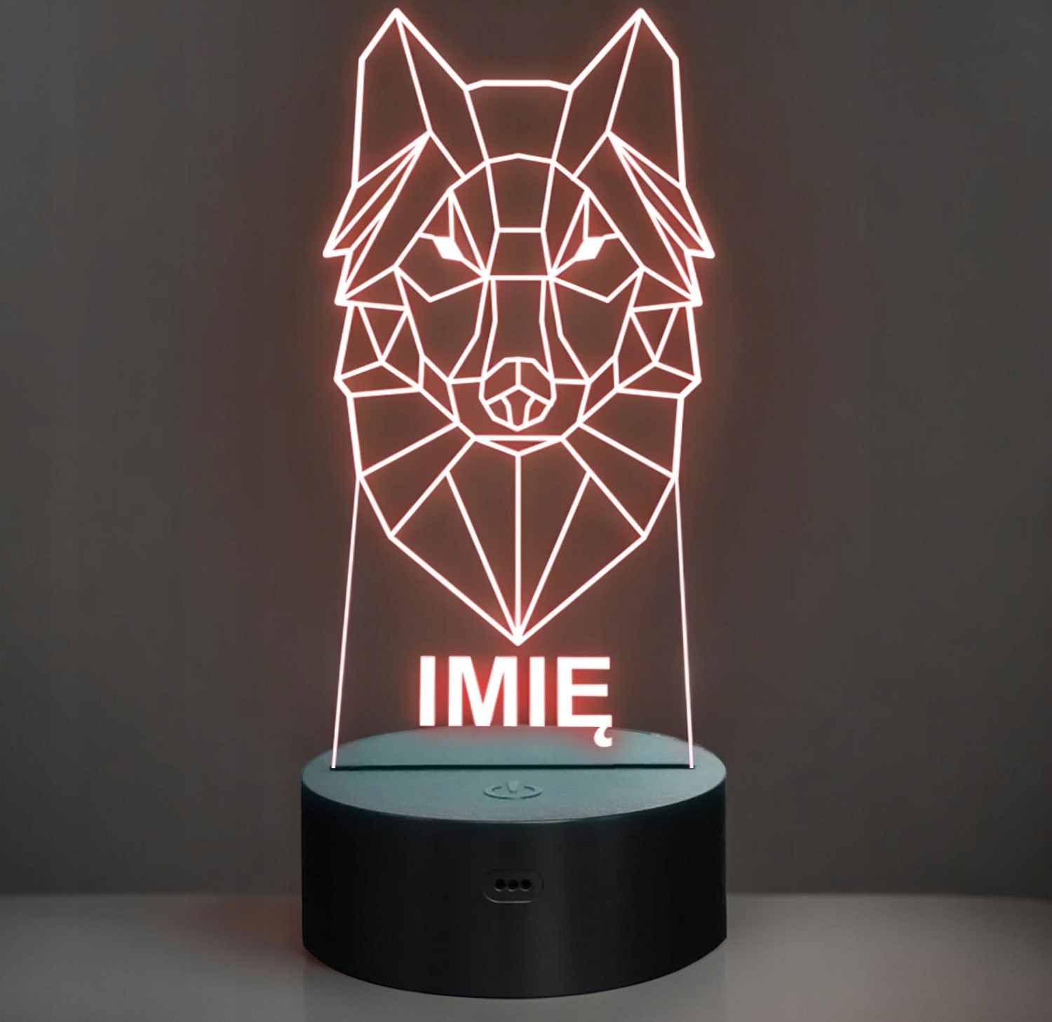 Lampka Nocna LED 3D Z Imieniem Grawer Wilk Wilczek na Prezent Lampka Nocna LED 3D Z Imieniem Grawer Wilk Wilczek na Prezent