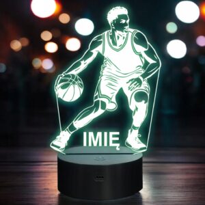 Lampka Nocna LED Z Imieniem Grawer Koszykarz Koszykówka Sport Prezent v.2