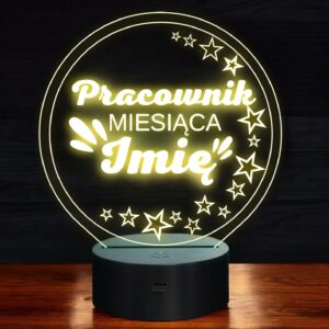 Lampka Nocna LED Statuetka Super Pracownik Miesiąca Praca na Prezent Grawer