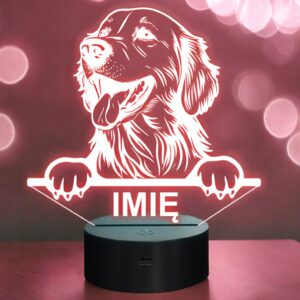 Lampka Nocna LED Golden retriever Rasa Psa z Imieniem na Prezent v.3