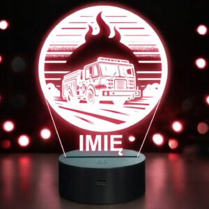 Lampka Nocna LED Imię Statuetka Wóz Straż Pożarna na Prezent Grawer v.5