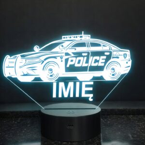 Lampka Nocna LED Imię Wóz Policyjny Radiowóz na Prezent Grawer v.2