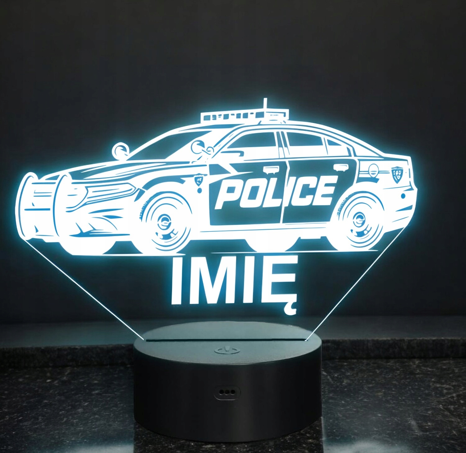 Lampka Nocna LED Imię Wóz Policyjny Radiowóz na Prezent Grawer v.2 Lampka Nocna LED Imię Wóz Policyjny Radiowóz na Prezent Grawer v.2