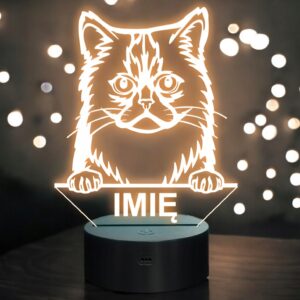 Lampka Nocna LED Asian Semi-longhair Rasa Kota z Imieniem na Prezent
