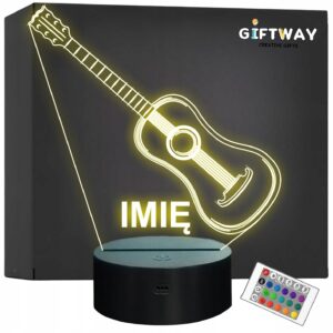 Lampka Nocna LED Imię Gitara Klasyczna Akustyczna Prezent Grawer v.3