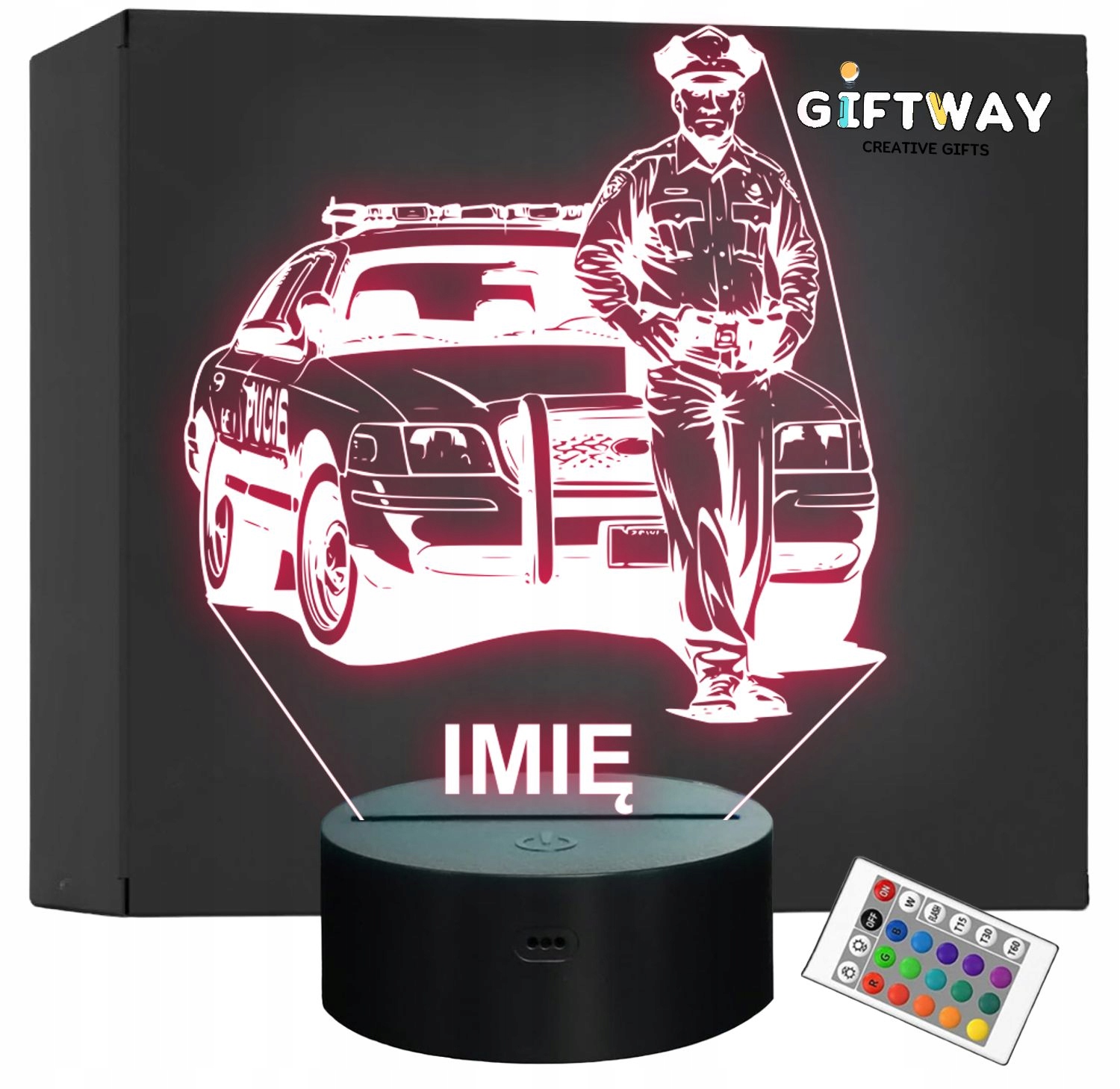Lampka Nocna LED Imię Statuetka Zawód Policja Prezent Grawer Lampka Nocna LED Imię Statuetka Zawód Policja Prezent Grawer