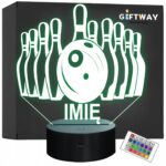 Lampka Nocna LED Z Imieniem Grawer Kręgle Sport na Prezent