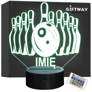 Lampka Nocna LED Z Imieniem Grawer Kręgle Sport na Prezent