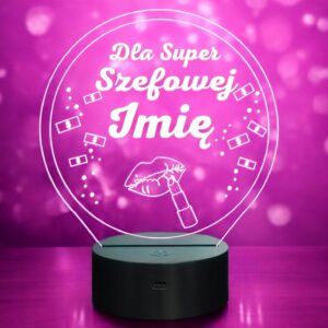 Lampka Nocna LED Statuetka Dla Super Szefowej na Prezent Grawer