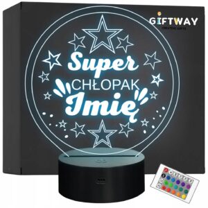 Lampka Nocna LED Statuetka Super Chłopak Dzień Chłopaka na Prezent Grawer