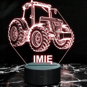 Lampka Nocna LED Imię Statuetka Traktor Rolnik na Prezent Grawer v.3