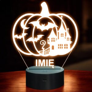 Lampka Nocna LED Imię Statuetka Halloween Dynia Dom Strachów Prezent Grawer