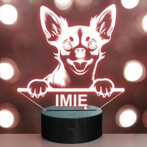 Lampka Nocna LED Chihuahua Rasa Psa z Imieniem na Prezent
