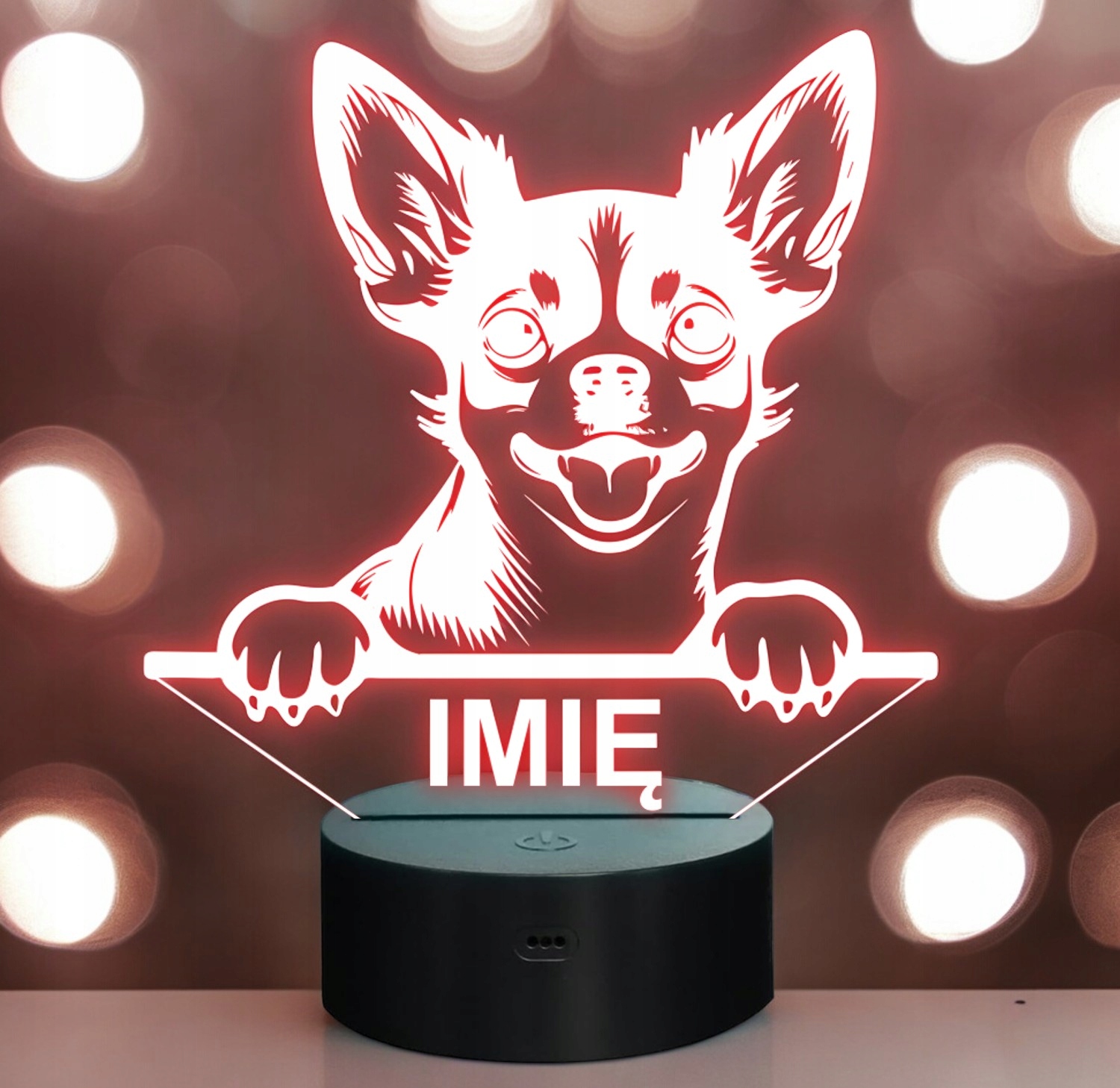 Lampka Nocna LED Chihuahua Rasa Psa z Imieniem na Prezent Lampka Nocna LED Chihuahua Rasa Psa z Imieniem na Prezent