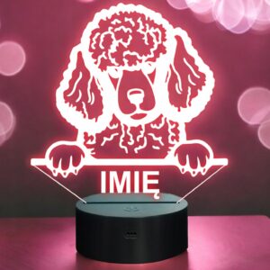 Lampka Nocna LED Pudel Rasa Psa z Imieniem na Prezent v.1