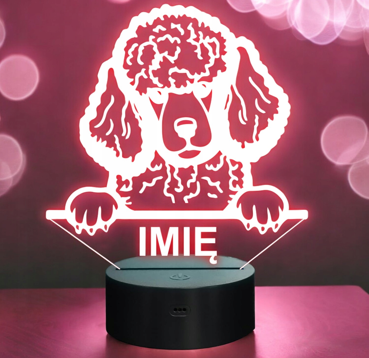 Lampka Nocna LED Pudel Rasa Psa z Imieniem na Prezent v.1 Lampka Nocna LED Pudel Rasa Psa z Imieniem na Prezent v.1