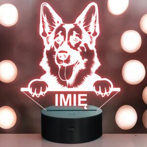 Lampka Nocna LED Owczarek niemiecki Rasa Psa z Imieniem na Prezent v.2