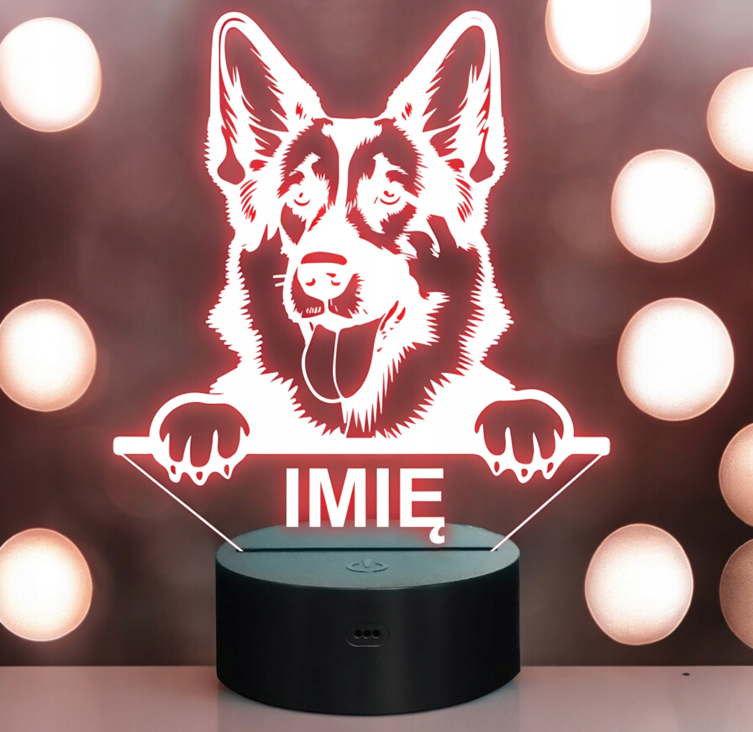 Lampka Nocna LED Owczarek niemiecki Rasa Psa z Imieniem na Prezent v.2 Lampka Nocna LED Owczarek niemiecki Rasa Psa z Imieniem na Prezent v.2